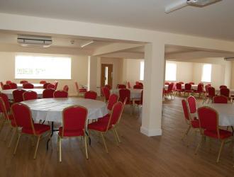 Hall with tables and chairs